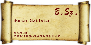 Berán Szilvia névjegykártya